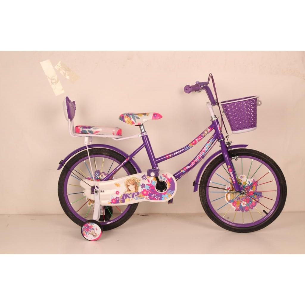 Sepeda Mini Anak Perempuan JKP Princess Bahan Chromoly Size 12 & 16 Inchi Garansi Original SNI COD-Ungu