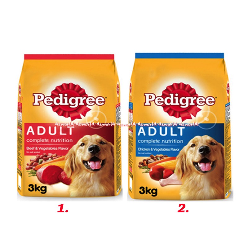 Pedigree Adult 3kg Complete Nutrition Dog Food Beef Chicken Vegetable Makanan Anjing Pedigre Pedigri