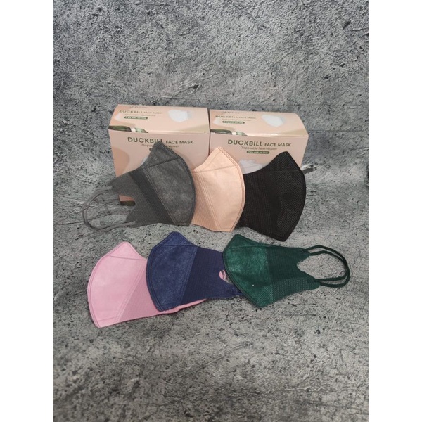 Ready isi 50 masker duckbill garis alkindo (box alkindo/face mask/ ynb) krem pink hijau dongker