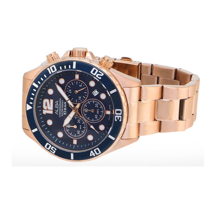 Alba AT3904X1 Chronograph Rose Gold Stainless - Jam Tangan Pria AT3904