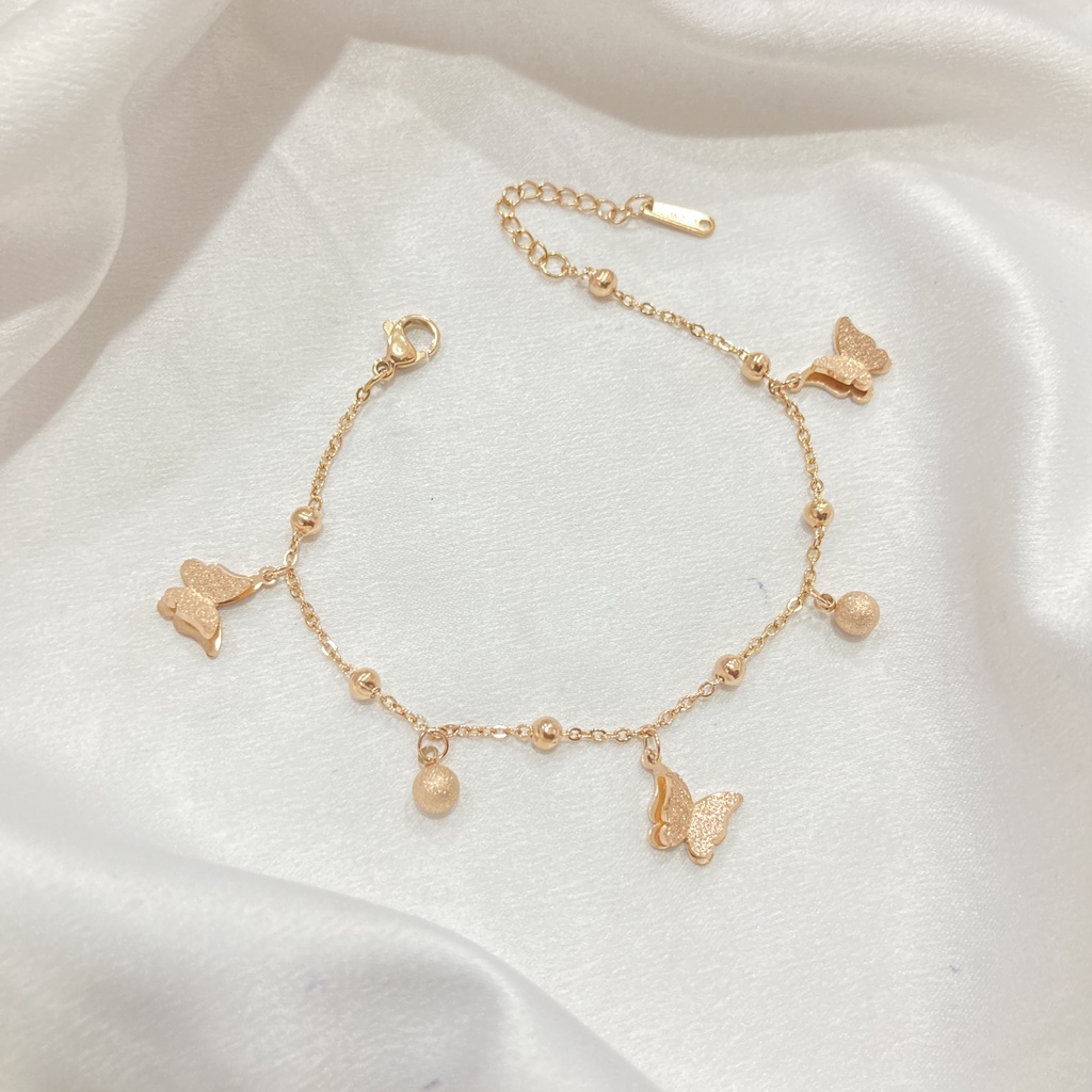 Gelang Titanium Wanita Rantai Mainan Bola Pasir dan Kupu K-Style Anti Karat