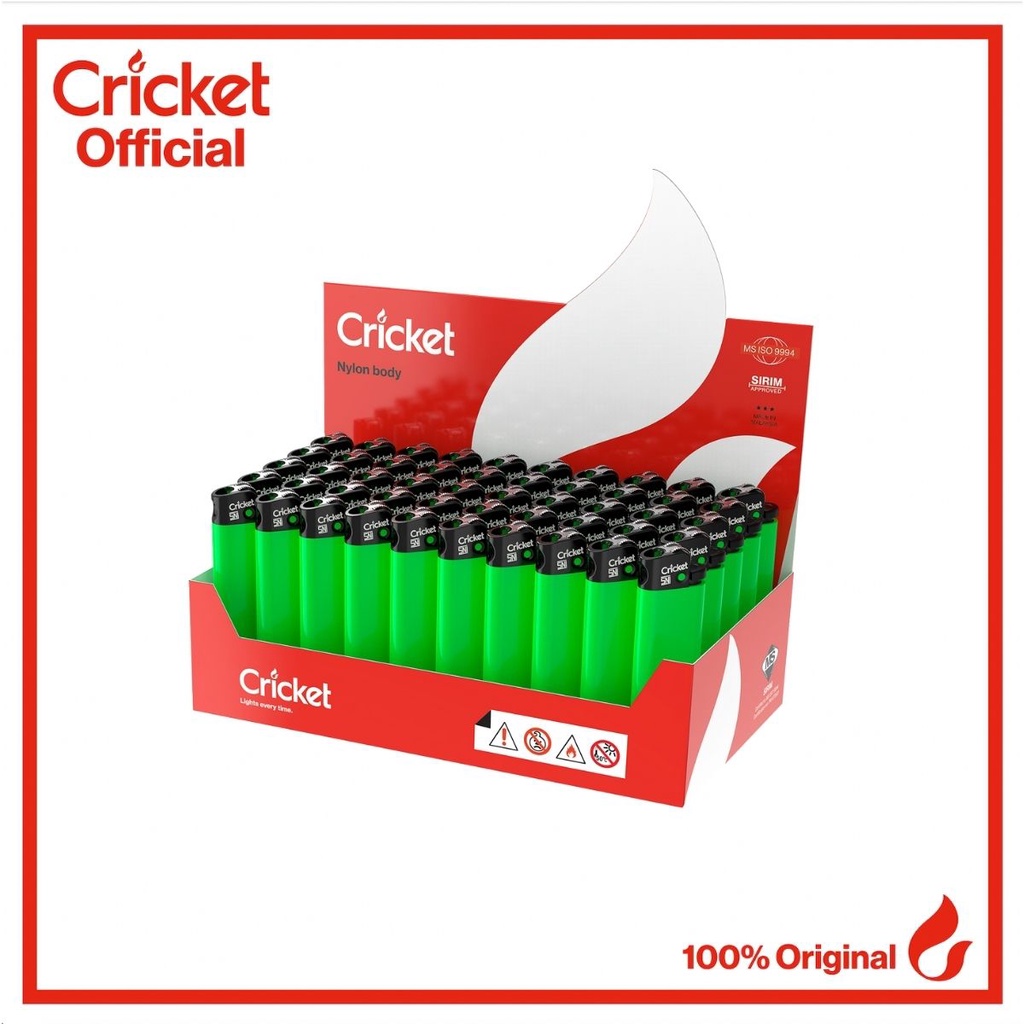 Korek Api Cricket Seri Polos Hijau (50 Buah)