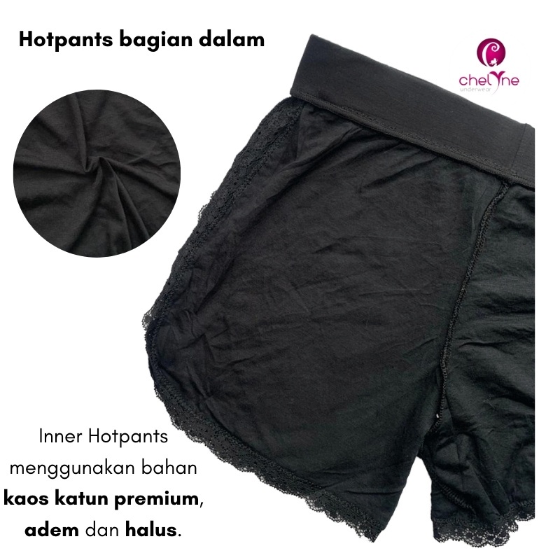 CD Short Wanita Pendek Chelyne  Z6500 / Z8500 - Bahan Spandex Kaos Full Brukat