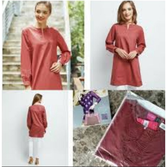 SP atasan blus panjang MECIA Blouse Tunik (Merah Bata)