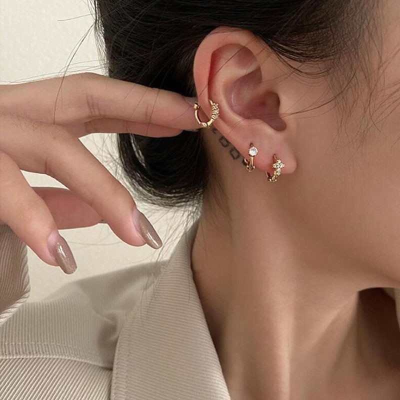 1 pasang anting berlian perak 925 Wanita Anti Karat dan anti luntur asli telinga Perhiasan Korea earrings Tindik Tidak alergi Premium Anting Titanium