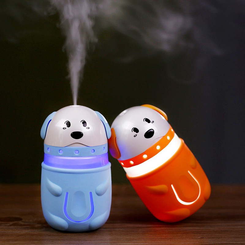 USB Cute Mini Cartoon Pet Dog Ultrasonic Humidifier Colorful Night Light LED Lamp - 165ml