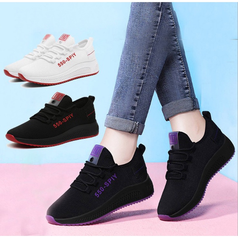 GROSIRTAS LV0137  Sepatu Sneakers Wanita Import Sport Shoes Putih Wanita Motif 550 SPIY Sepatu Sport Wanita Karet Lentur