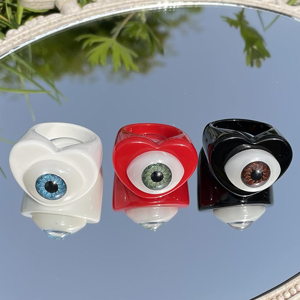 Mxbeauty Cincin Jari Bentuk Kartun Mata Iblis Bahan Resin Warna-Warni Gaya Korea Untuk Hadiah