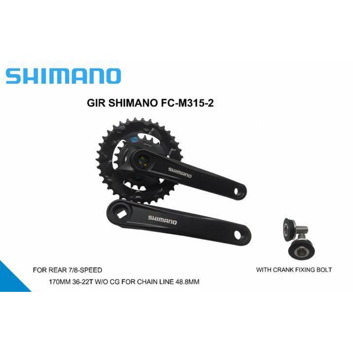 Crankset Crank Shimano FC M315-2 Dual Double Speed Crankset shimano