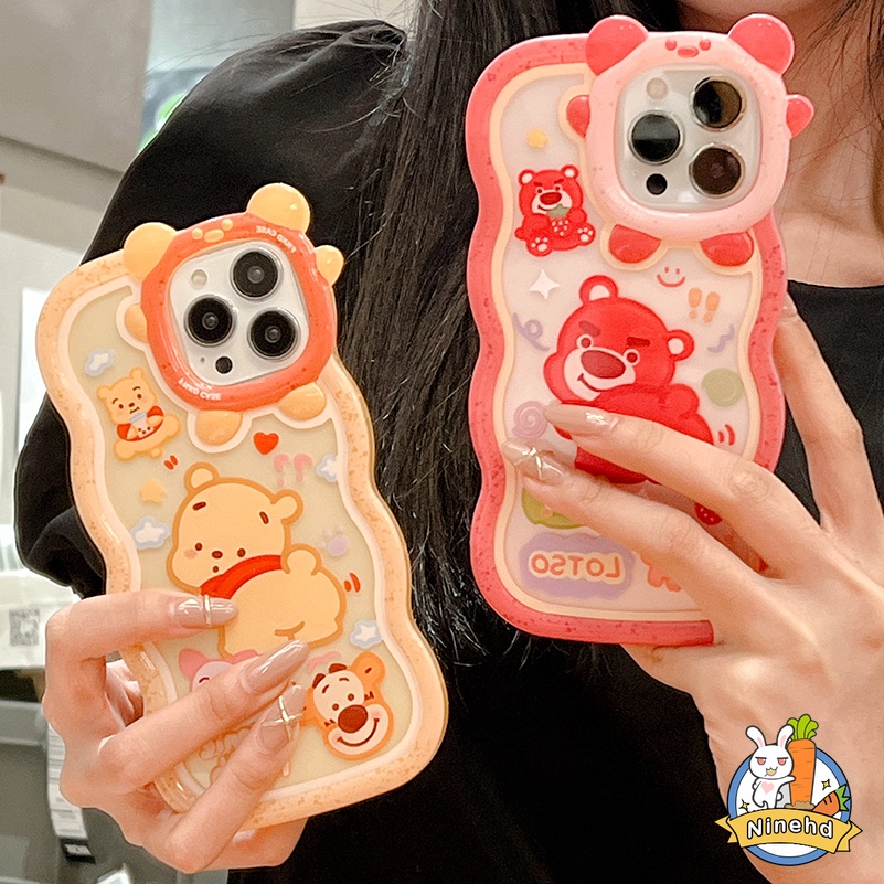 Soft Case Silikon Transparan Motif Kartun Beruang Untuk iPhone 13 12 11 Pro Max X Xr Xs Max