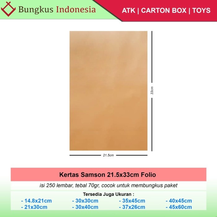 

Kertas Samson 21.5x34cm Folio F4