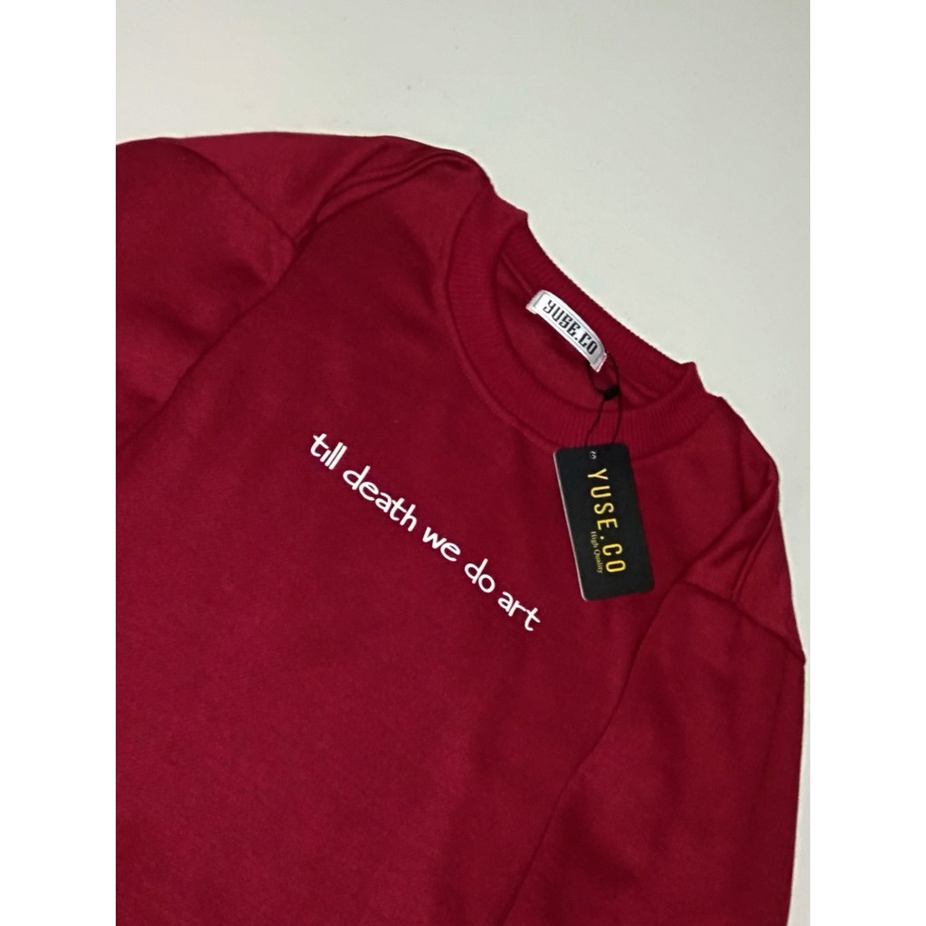 Jaket Crewneck TILL DEATH WE DO ART – RED Edition Trendy Casual Unisex Good Brand Quality Stylish