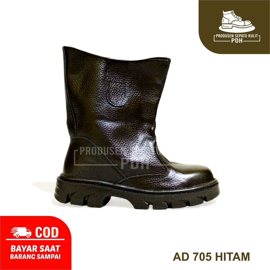 SEPATU SAFETY BOOTS PRIA KULIT ASLI UJUNG BESI BAJA SEFTY PRIA SEPATU SEPTI PROYEK – AD 705 HTM