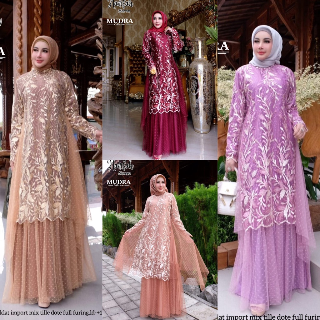 HANIFAH DRESS GAMIS BRUKAT ORI BY MUDRA HIJAB