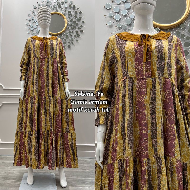 Gamis Salvina Kerah Tali Motif 003