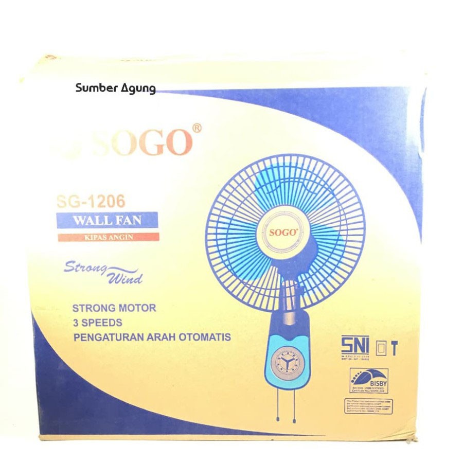 Kipas Angin Tempel Tembok Wall Fan Kipas Dinding 12inch Merk Sogo Seju