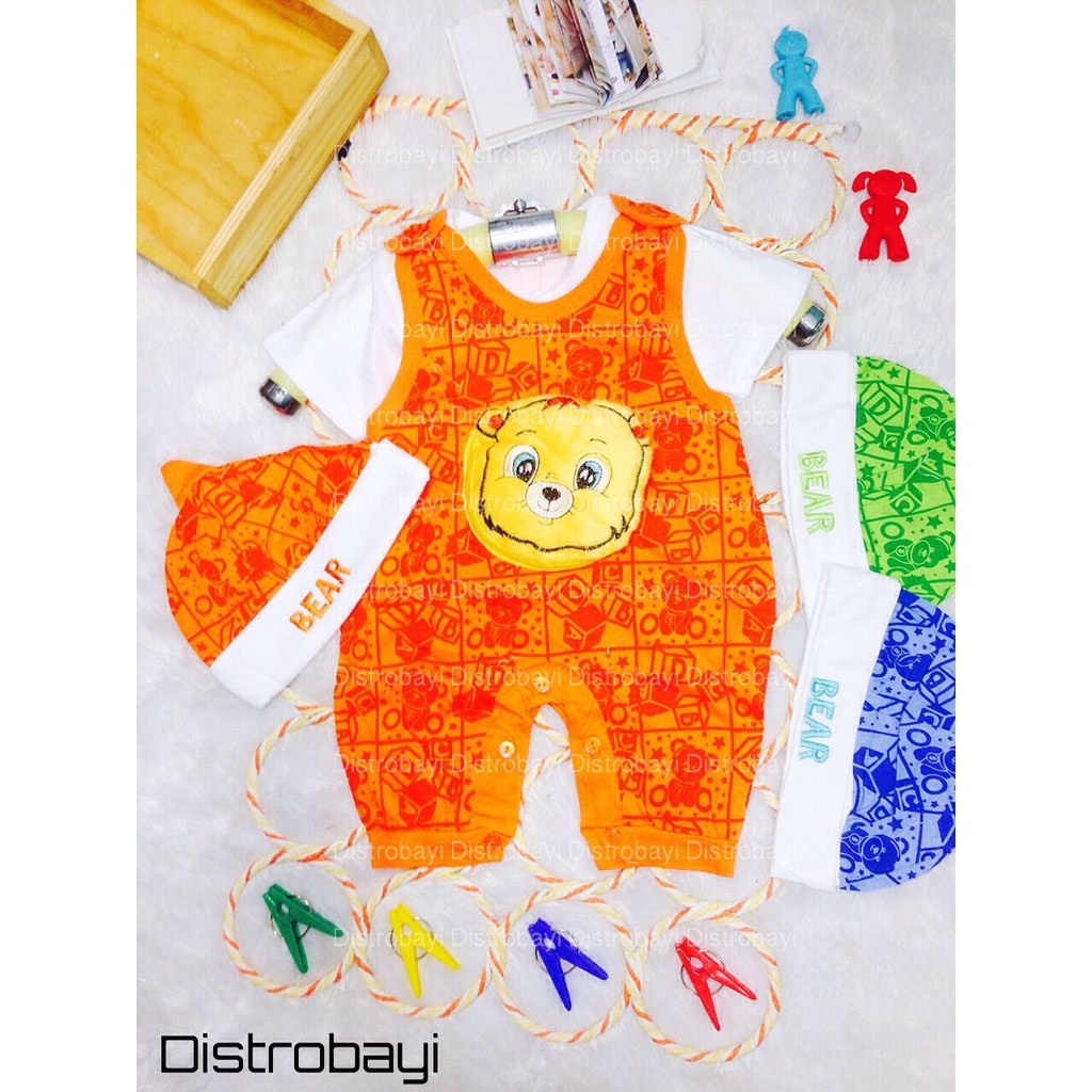 BLL 709 Baju Bayi Laki-Laki Lucu Overall Bear