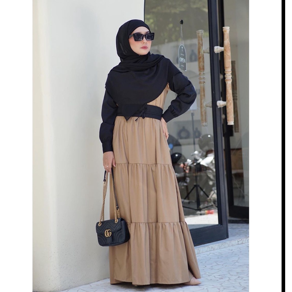 GAMIS MUSLIM WANITA DRESS MAXI DAILY CASUAL POLOS KATUN TOYOBO IKAYA BY PIPIK JULIANA
