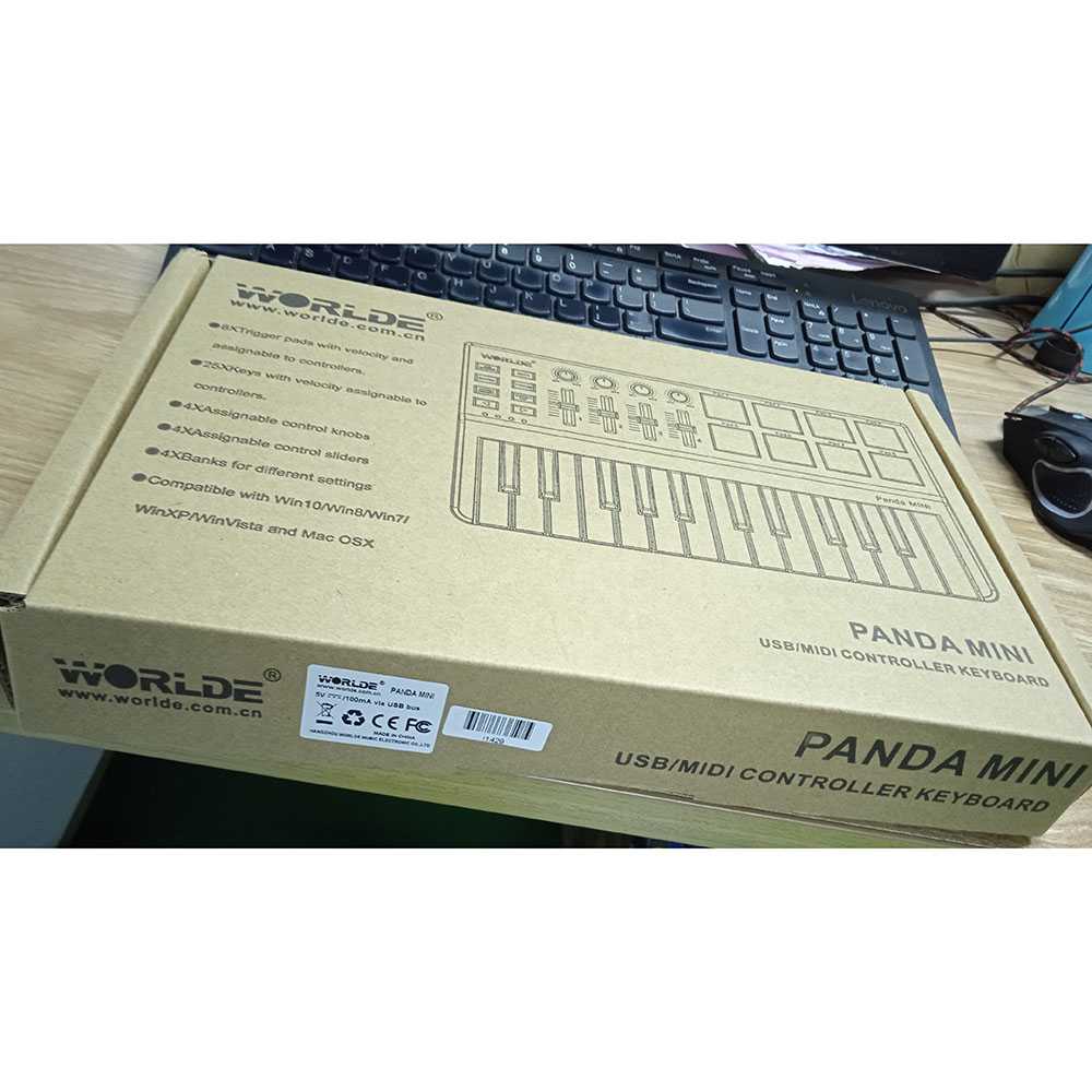 WORLDE Piano Digital 25 Key + DRUM Pad Midi Controller - PD879-Hitam