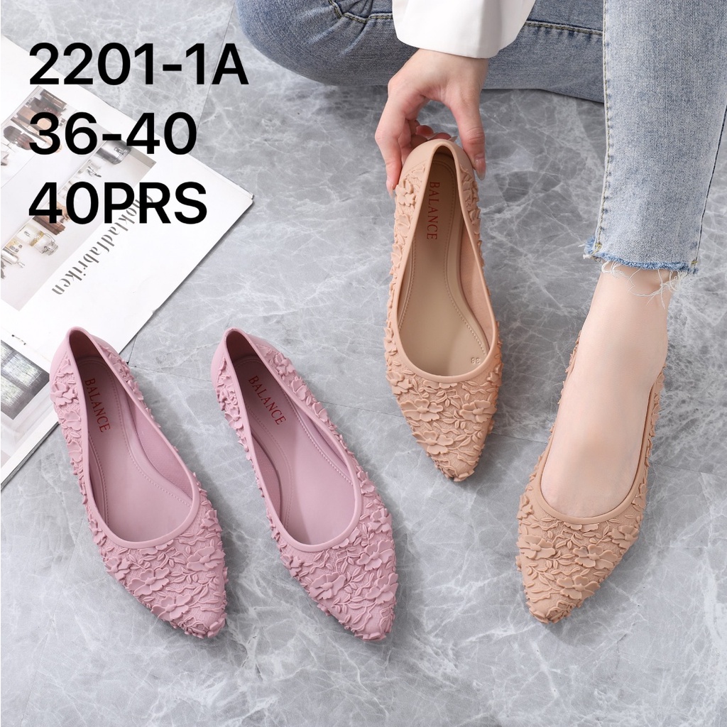 Sandal wanita flatshoes jelly karet BALANCE 2201-1A lancip