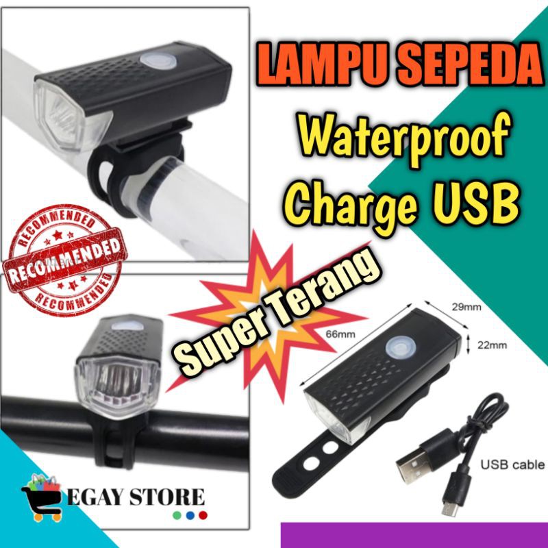 LAMPU SEPEDA LED DEPAN USB WATERPROOF ANTI AIR AKSESORIS SPEDA GUNUNG SEPEDAH LIPAT MTB MINION MURAH