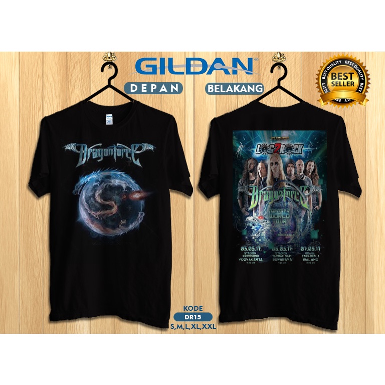 kaos dragonforce tour 2017 logo style kaos original gildan dr15