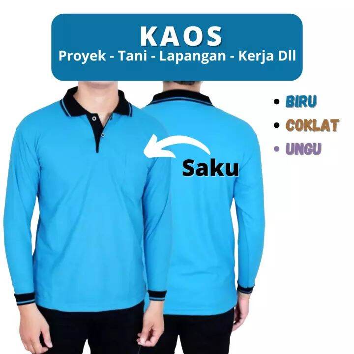 KAOS PETANI PROYEK lengan panjang murah | kerah  | topi | tebal JU44