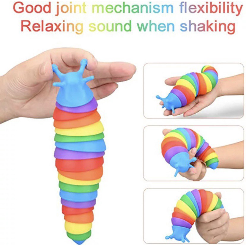 Slug 3D Caterpillar Fidget Toys Artikulasi Sensory Stress Pop It Mainan Anak Viral 2022 Articulated Ulat Worm Squishy Squeeze Pop It Relieve Relief