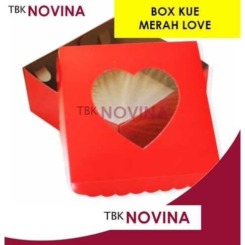 KOTAK KUE MERAH LOVE / BOX CAKE KUE TART / BOX KUE ULANG TAHUN