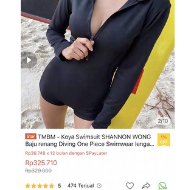 TMBM swimsuit big plus size black hitam one piece preloved thrift size XXXL baju renang setelan