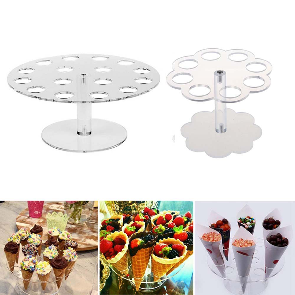 Stand Holder Display Es Krim Cone Bahan Akrilik Transparan Dapat Digunakan Kembali Untuk Pesta Pernikahan