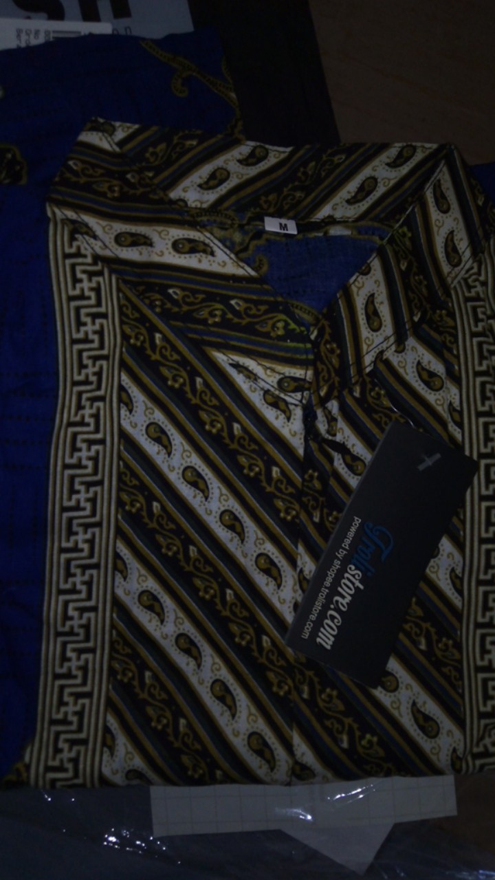 Trolis Size M Batik Tunik Wanita Motif Plat Biru Lengan Panjang Batik Muslim Wanita Cewek Pltbr