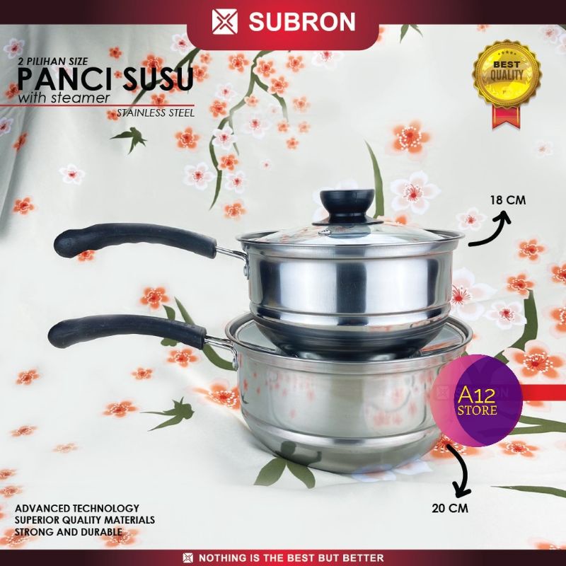 Milk pot steamer Subron/ panci susu stainless + kukusan