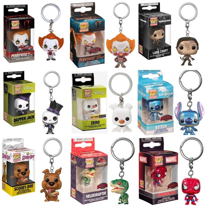 Funko POP Keychain (Pennywise, Stitch, Scooby, Spiderman, Jurassic)