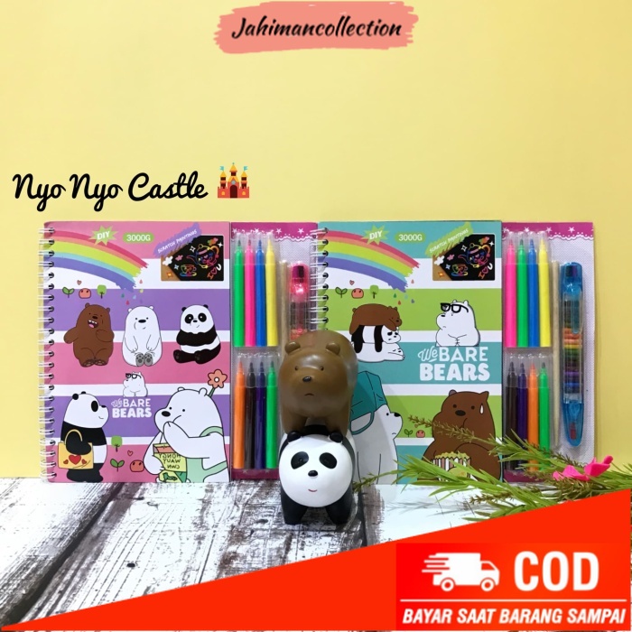 

✨ BISA COD ✨ Activity Book Anak DIY Mewarnai Scratching Menggambar 3in1 Bare Bears