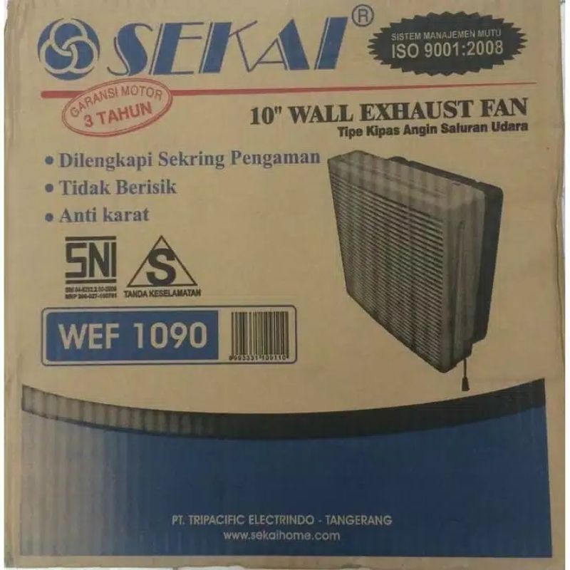 Exhaust Fan Dinding Sekai 10&quot; WEF 1090 / Exhaust Fan Tembok/Wall Exhaust Fan/Kipas Angin Partisi 10&quot;