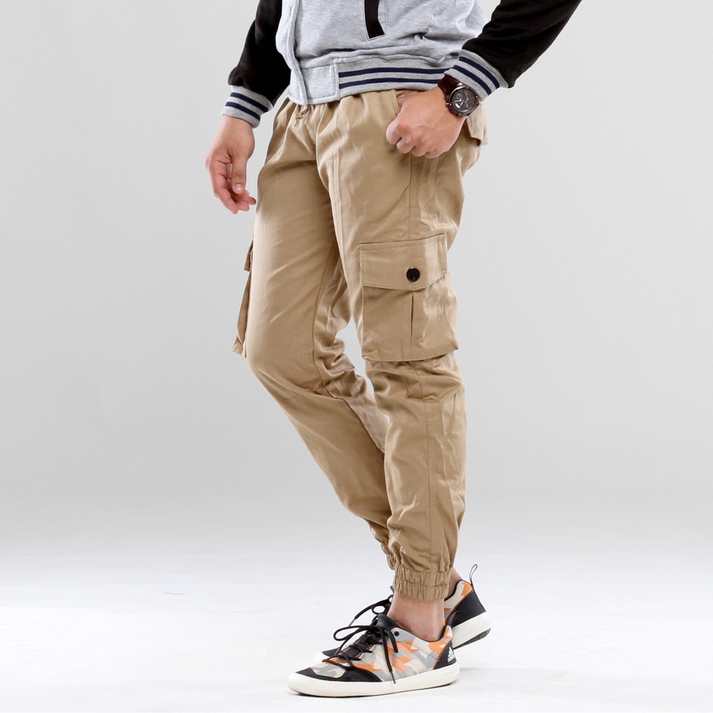 Celana Panjang Pria Utility Jogger Cargo Tactical Joger Pants Kargo Big Size Jumbo Size (Khaki)