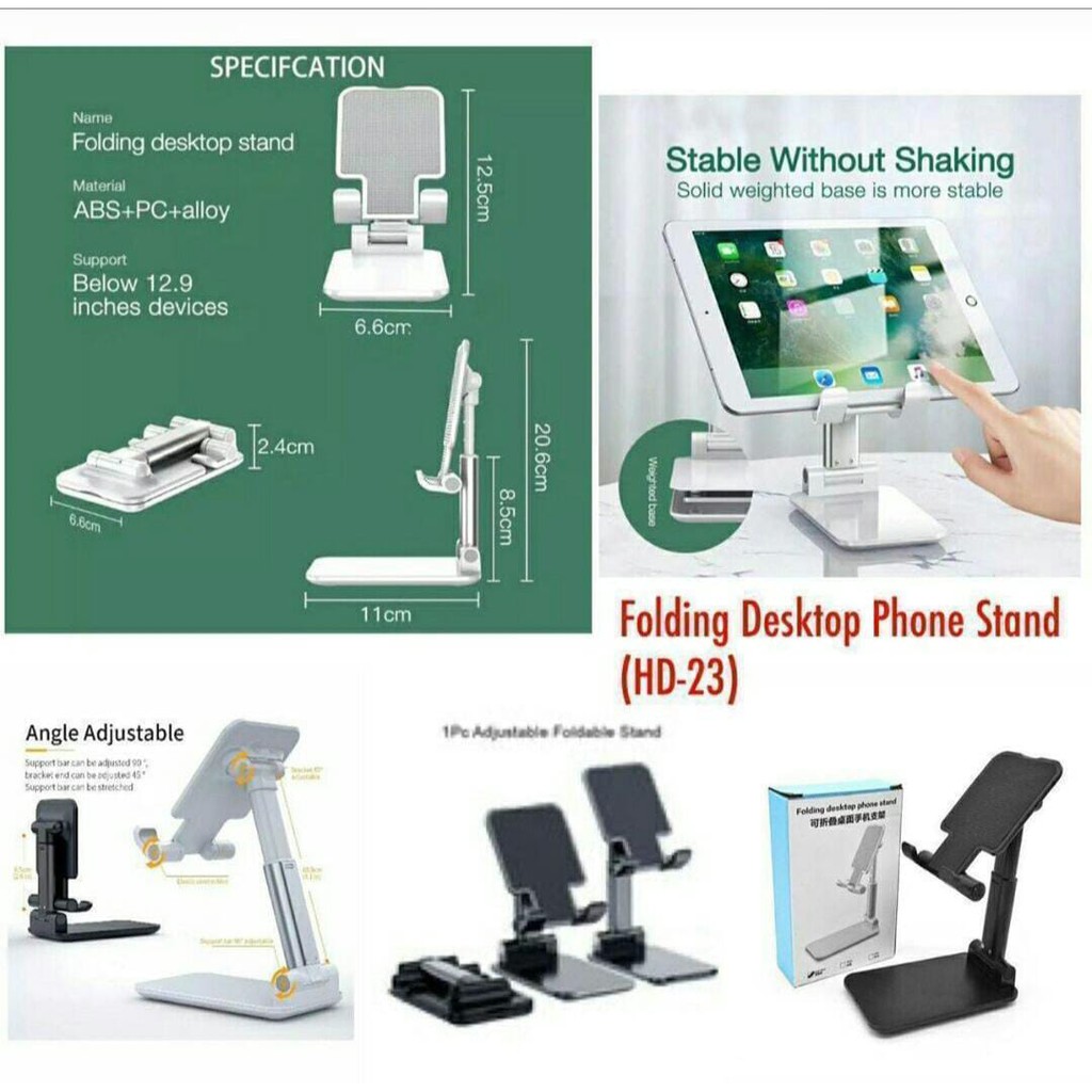 Holder Folding desktop Phone Stand HP berdiri di meja HD-23 ORIGINAL bagus murah