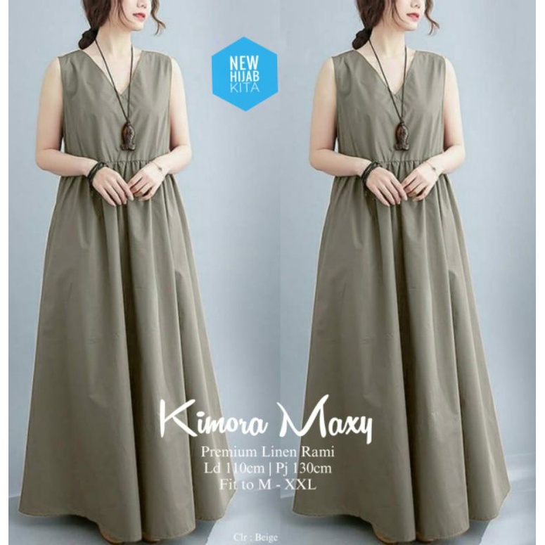 Kimora dress tanpa lengan katun linen LD 110