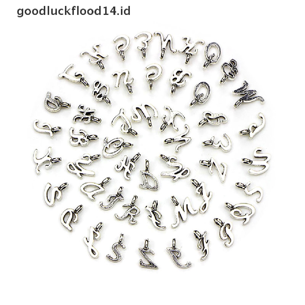 [OOID] 52Pcs/Set Bulk Lots Tibetan Silver Mix Charm 26 Letter A-Z Pendants Jewelry DIY ID