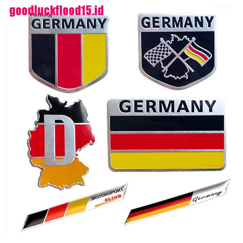 (LUCKID) Stiker Emblem / Badge Logo Bendera Jerman 3D Bahan Aluminum Untuk Gril Mobil