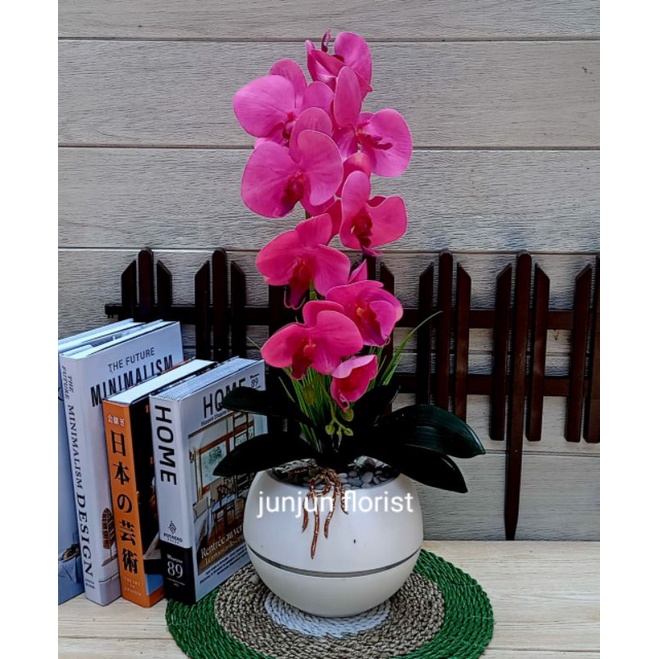 bunga anggrek latex jumbo artificial//bunga anggrek hiasan meja//bunga anggrek latex imitasi