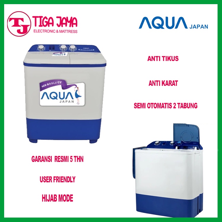 AQUA QW-870XT MESIN CUCI 2 TABUNG QW 870XT TWIN TUBE 8 KG QW870XT