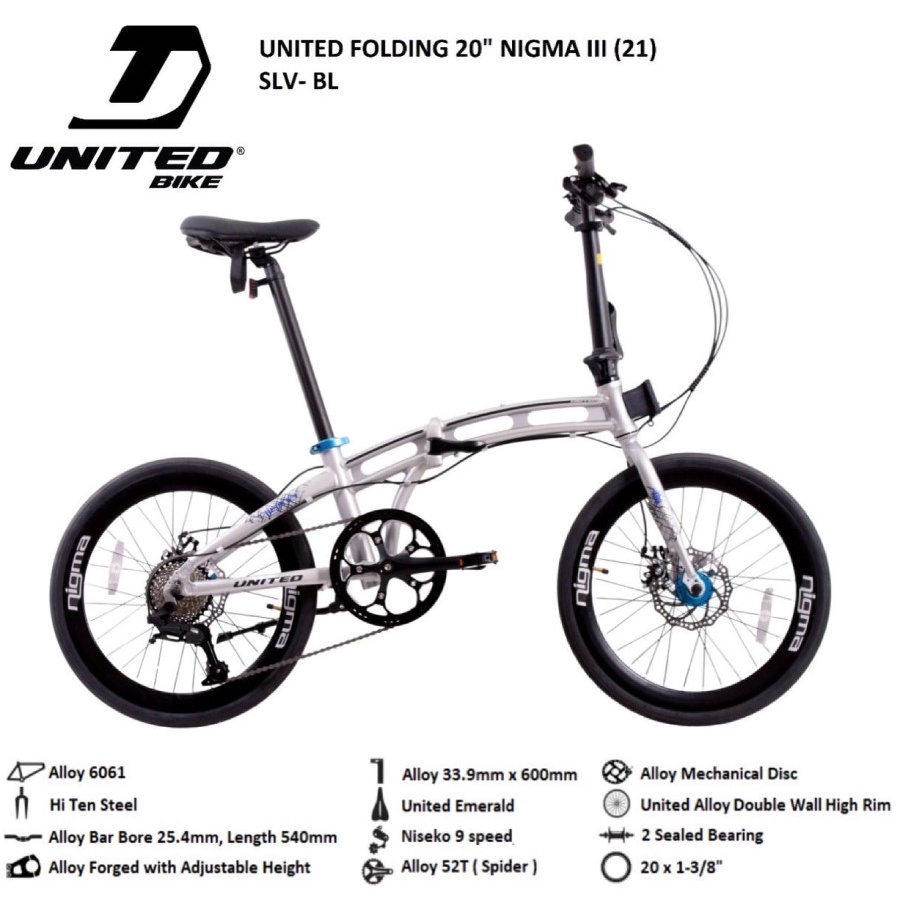 Sepeda Lipat FOLDING BIKE UNITED Nigma III Include Bonus