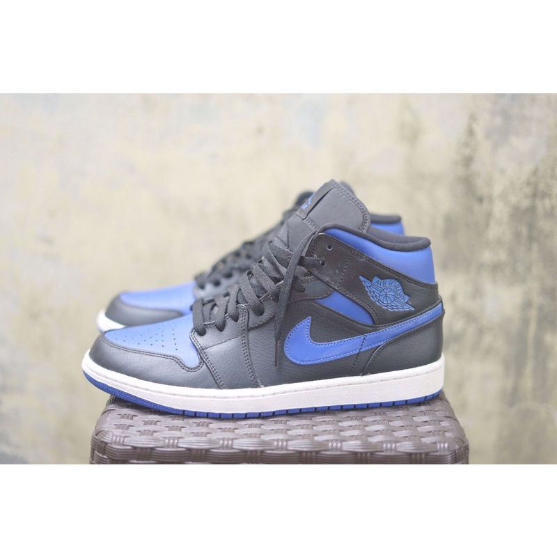SEPATU AIR JORDAN 1 MID BLACK HYPER ROYAL 100% ORIGINAL
