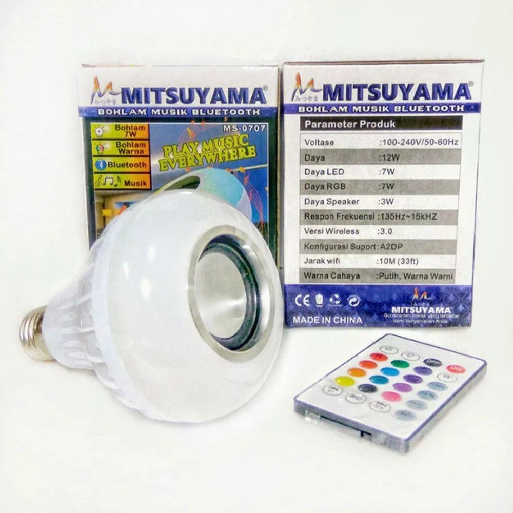 Speker Music Lampu Bluetooth Warna Warni Mitsuyama MS 0707 Dan Remote - Warna Lampu Bisa Di Atur