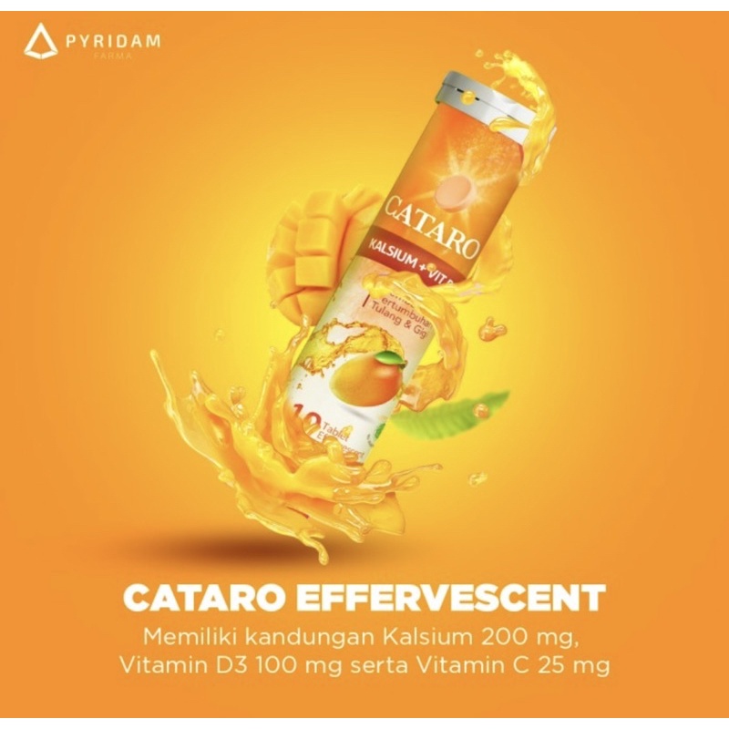 Cataro effervescent tube 10 tablet ( multivitamin kesehatan tulang )