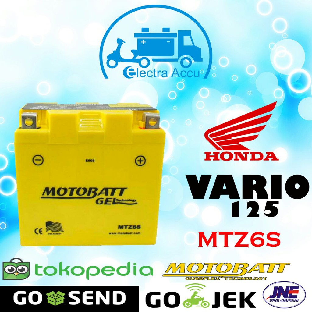 Aki Motor Honda Vario 125 Mtz6s Motobatt Aki Kering Gel Shopee