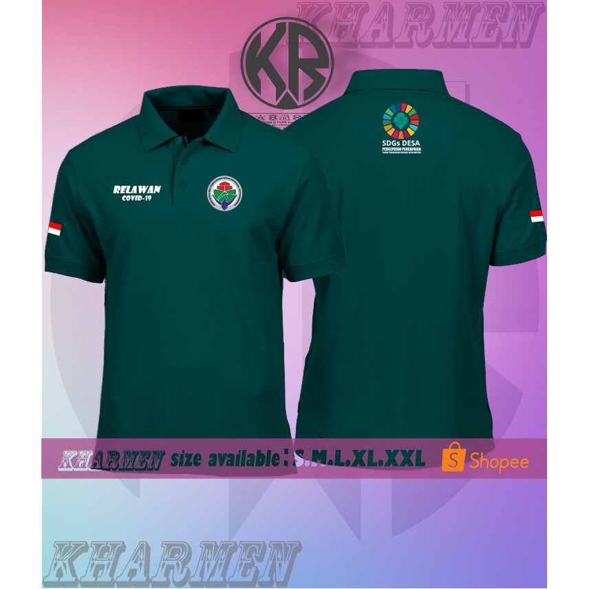 Poloshirt / Kaos Kerah Polo Kemendes Relawan Covid-19 BISA CUSTOM Nama Desa Terbaru Kualitas DISTRO