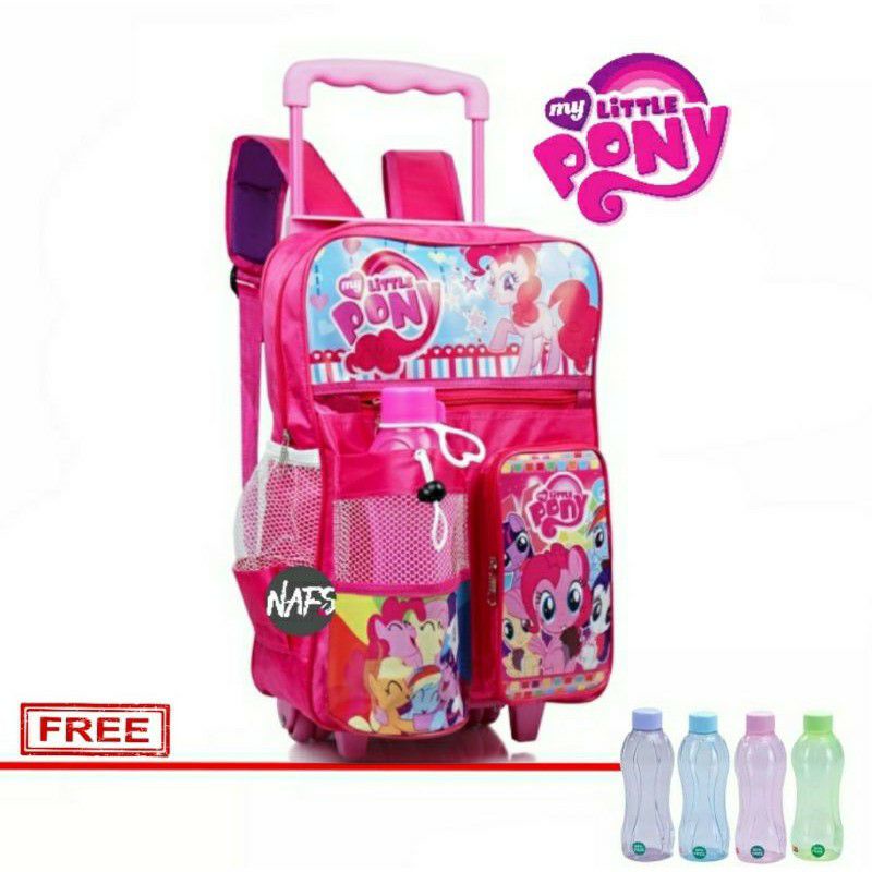 Tas Ransel Troly roda Ransel anak sekolah perempuan karakter kuda pony TK SD